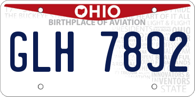 OH license plate GLH7892