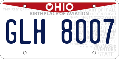 OH license plate GLH8007
