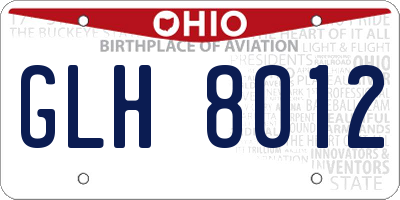 OH license plate GLH8012
