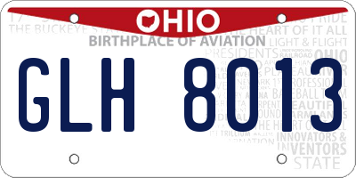 OH license plate GLH8013