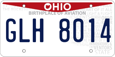 OH license plate GLH8014