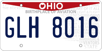 OH license plate GLH8016