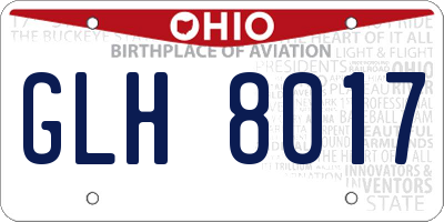OH license plate GLH8017