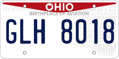 OH license plate GLH8018