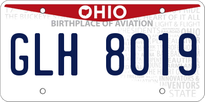 OH license plate GLH8019