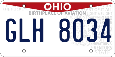 OH license plate GLH8034