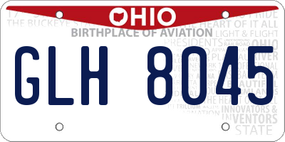 OH license plate GLH8045