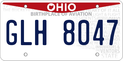 OH license plate GLH8047