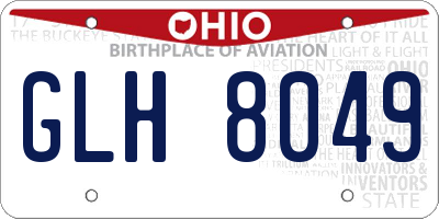 OH license plate GLH8049