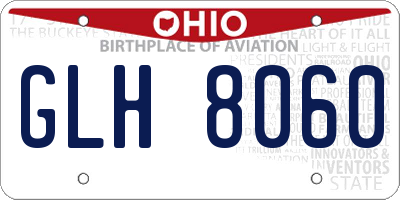 OH license plate GLH8060