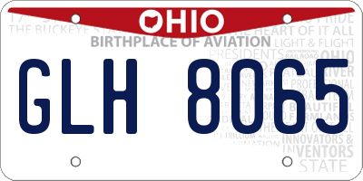 OH license plate GLH8065
