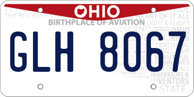 OH license plate GLH8067