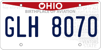 OH license plate GLH8070