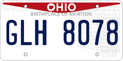 OH license plate GLH8078