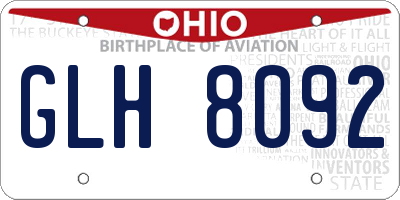 OH license plate GLH8092