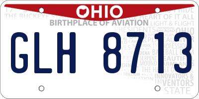 OH license plate GLH8713