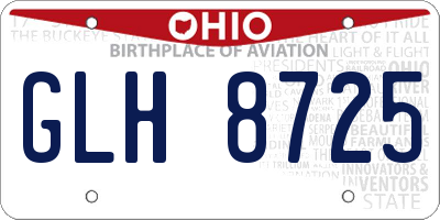 OH license plate GLH8725