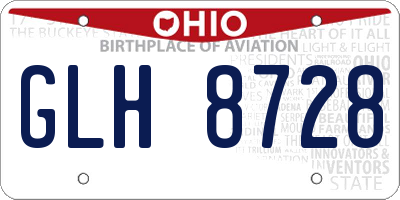 OH license plate GLH8728