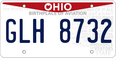 OH license plate GLH8732