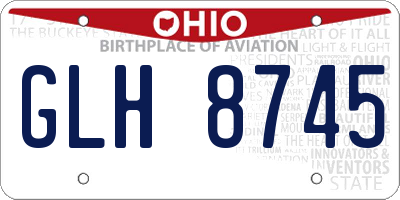 OH license plate GLH8745
