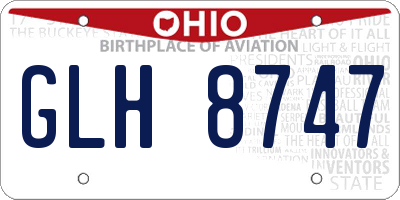 OH license plate GLH8747