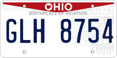 OH license plate GLH8754
