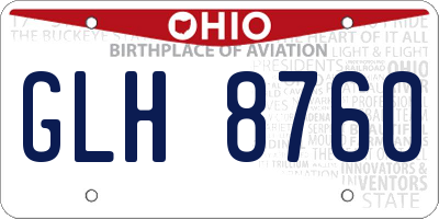 OH license plate GLH8760