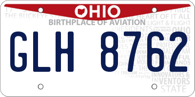 OH license plate GLH8762