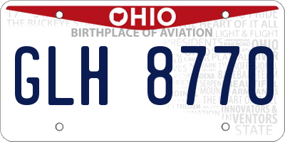 OH license plate GLH8770
