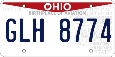 OH license plate GLH8774