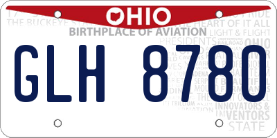OH license plate GLH8780