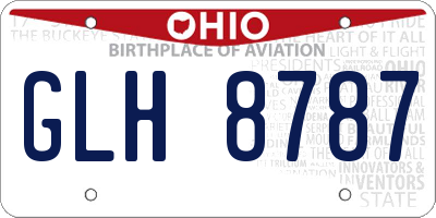 OH license plate GLH8787