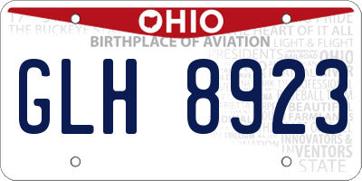 OH license plate GLH8923