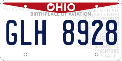 OH license plate GLH8928