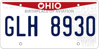 OH license plate GLH8930