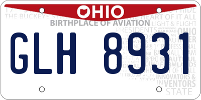 OH license plate GLH8931