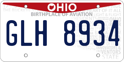 OH license plate GLH8934