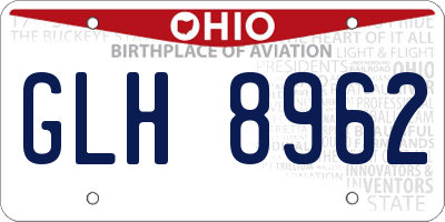 OH license plate GLH8962