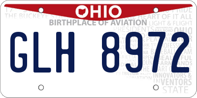 OH license plate GLH8972