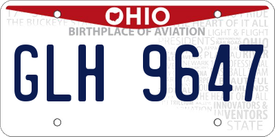 OH license plate GLH9647