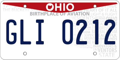 OH license plate GLI0212