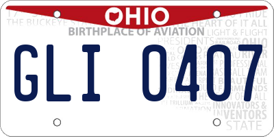OH license plate GLI0407