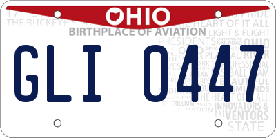 OH license plate GLI0447