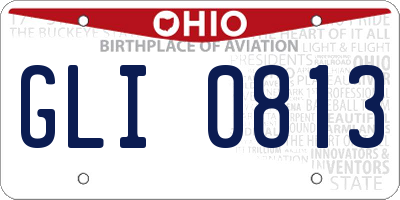OH license plate GLI0813