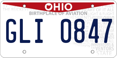OH license plate GLI0847