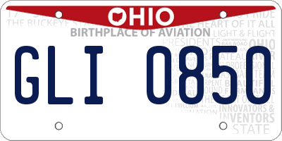 OH license plate GLI0850