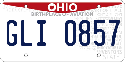 OH license plate GLI0857