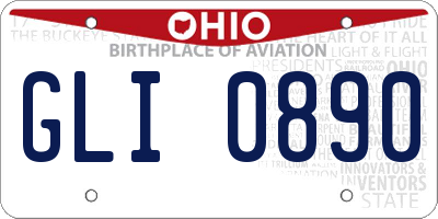 OH license plate GLI0890