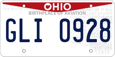 OH license plate GLI0928
