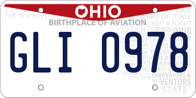 OH license plate GLI0978